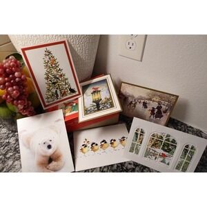Vintage‎ Boxed Christmas Holiday Greeting Cards Assorted Designs Set